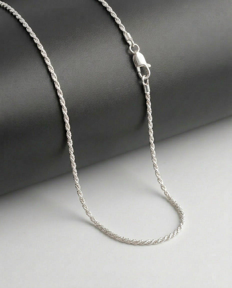 Sterling Silver Rope Chain Necklace – 22 Inch Heavy Rope Link Chain for Men & Women