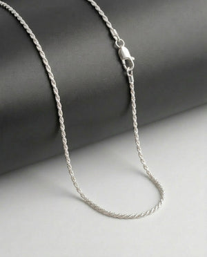 Sterling Silver Rope Chain Necklace – 22 Inch Heavy Rope Link Chain for Men & Women