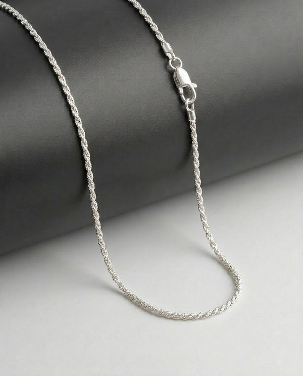 Sterling Silver Rope Chain Necklace – 22 Inch Heavy Rope Link Chain for Men & Women
