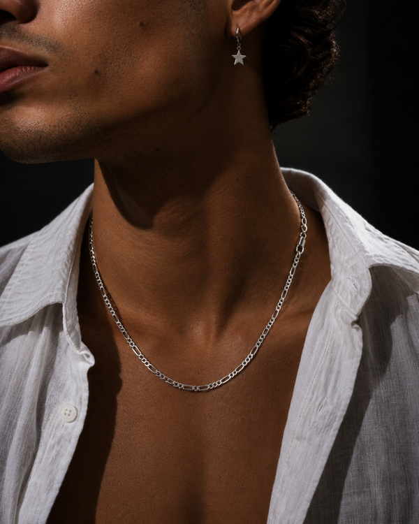 Classic Figaro Chain Sterling Silver Necklace