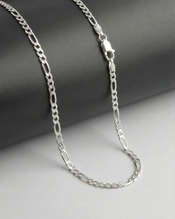 Classic Figaro Chain Sterling Silver Necklace