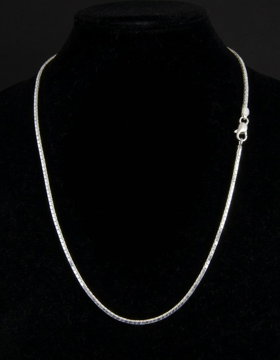 Sterling Silver Square Chain Necklace – 20 Inch Solid Chain