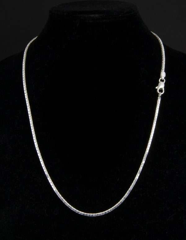 Sterling Silver Square Chain Necklace – 20 Inch Solid Chain