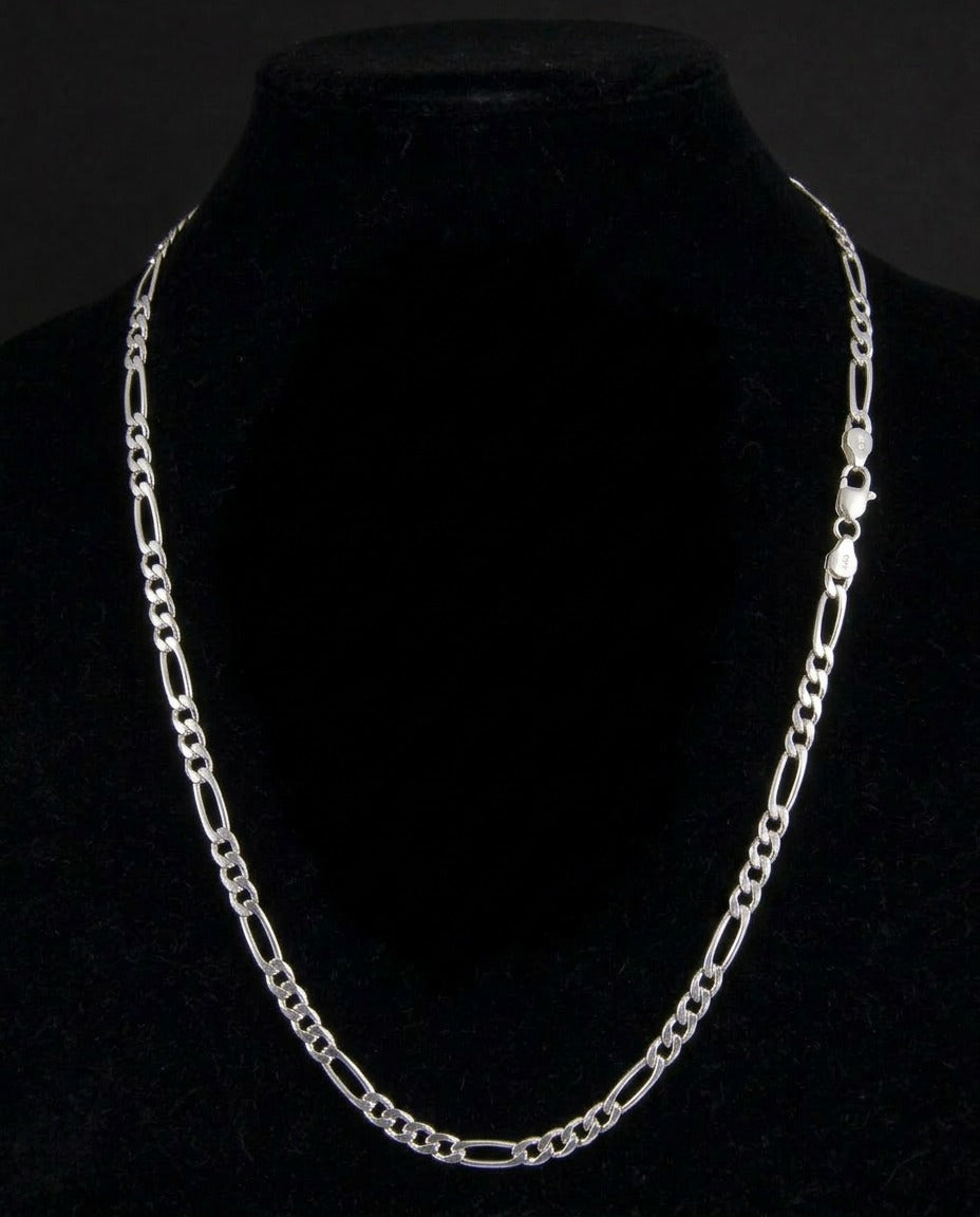 Classic Figaro Chain Necklace – 20 Inch Sterling Silver Chain for Men & Women