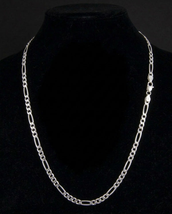 Classic Figaro Chain Necklace – 20 Inch Sterling Silver Chain for Men & Women