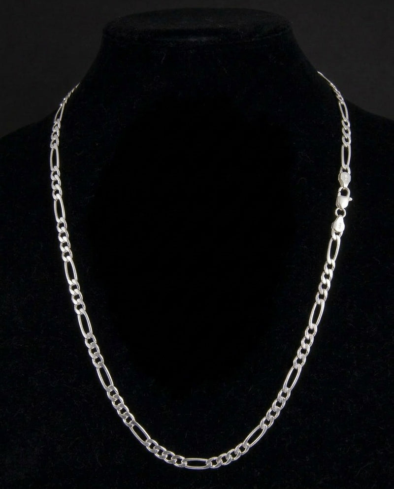 Classic Figaro Chain Necklace – 20 Inch Sterling Silver Chain for Men & Women