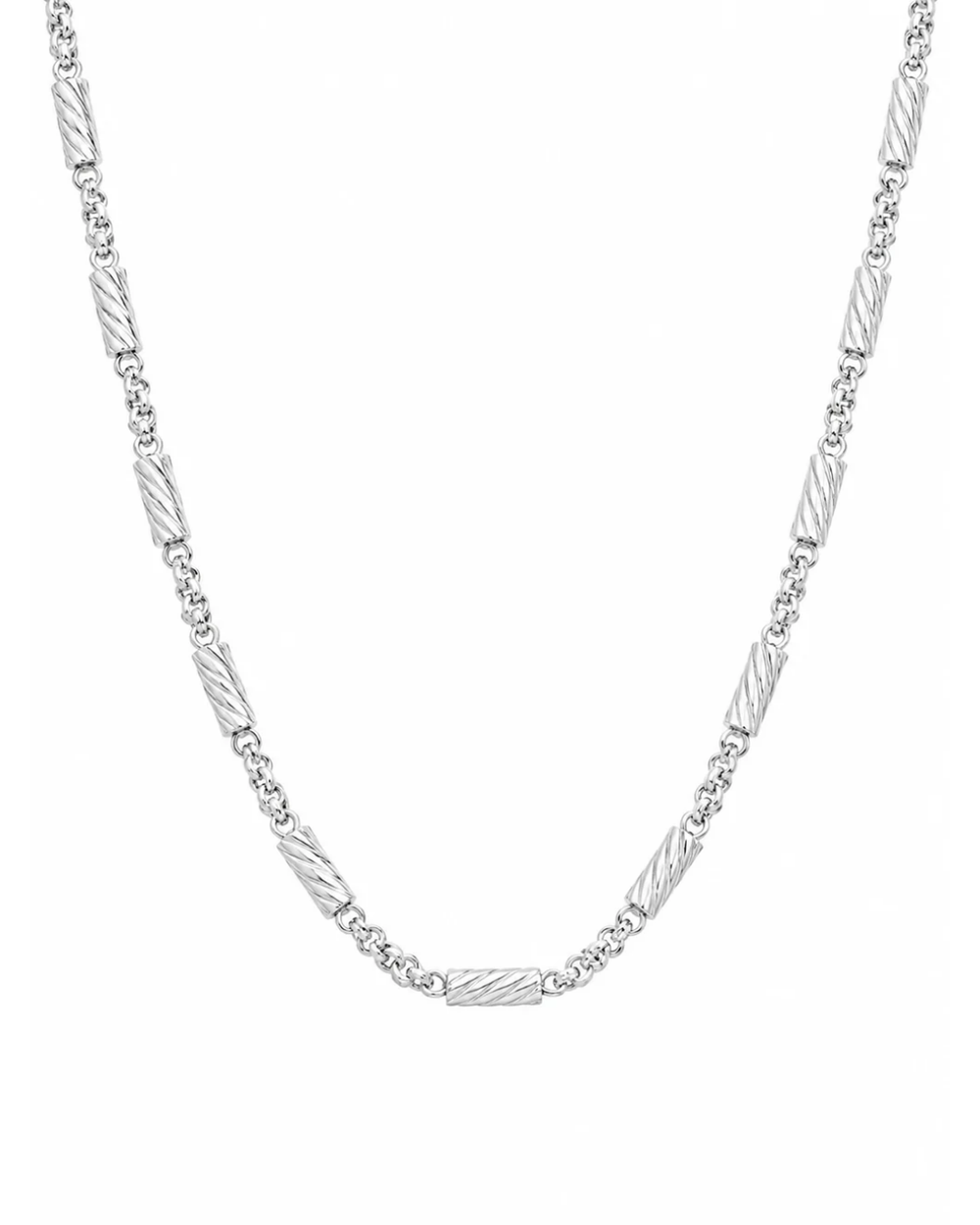 Diamond Cut Bar Chain Sterling Silver Necklace