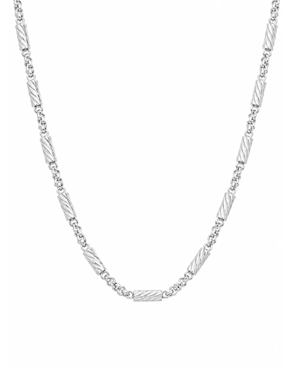 Diamond Cut Bar Chain Sterling Silver Necklace