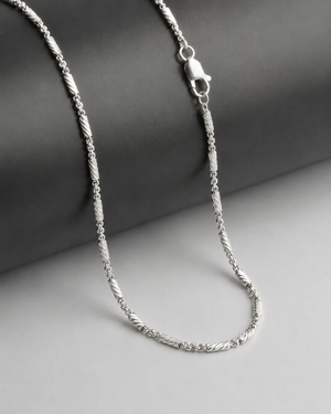 Diamond Cut Bar Chain Sterling Silver Necklace