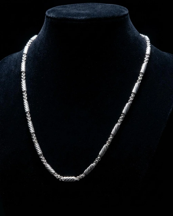 Diamond Cut Bar Chain Sterling Silver Necklace