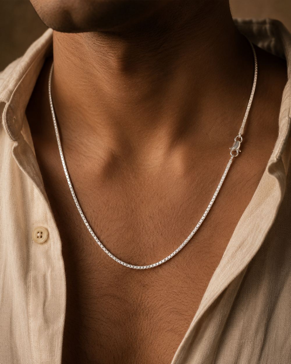 Sterling Silver Square Chain Necklace