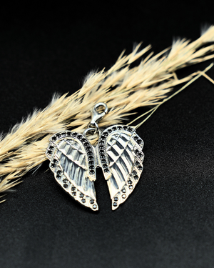 Elysian Wings Pendant – Premium Diamond-Cut Angel Wings Pendant for Men & Women (Black Down)