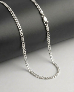 Sterling Silver Curb Chain Necklace – 22 Inch Solid Curb Link Chain