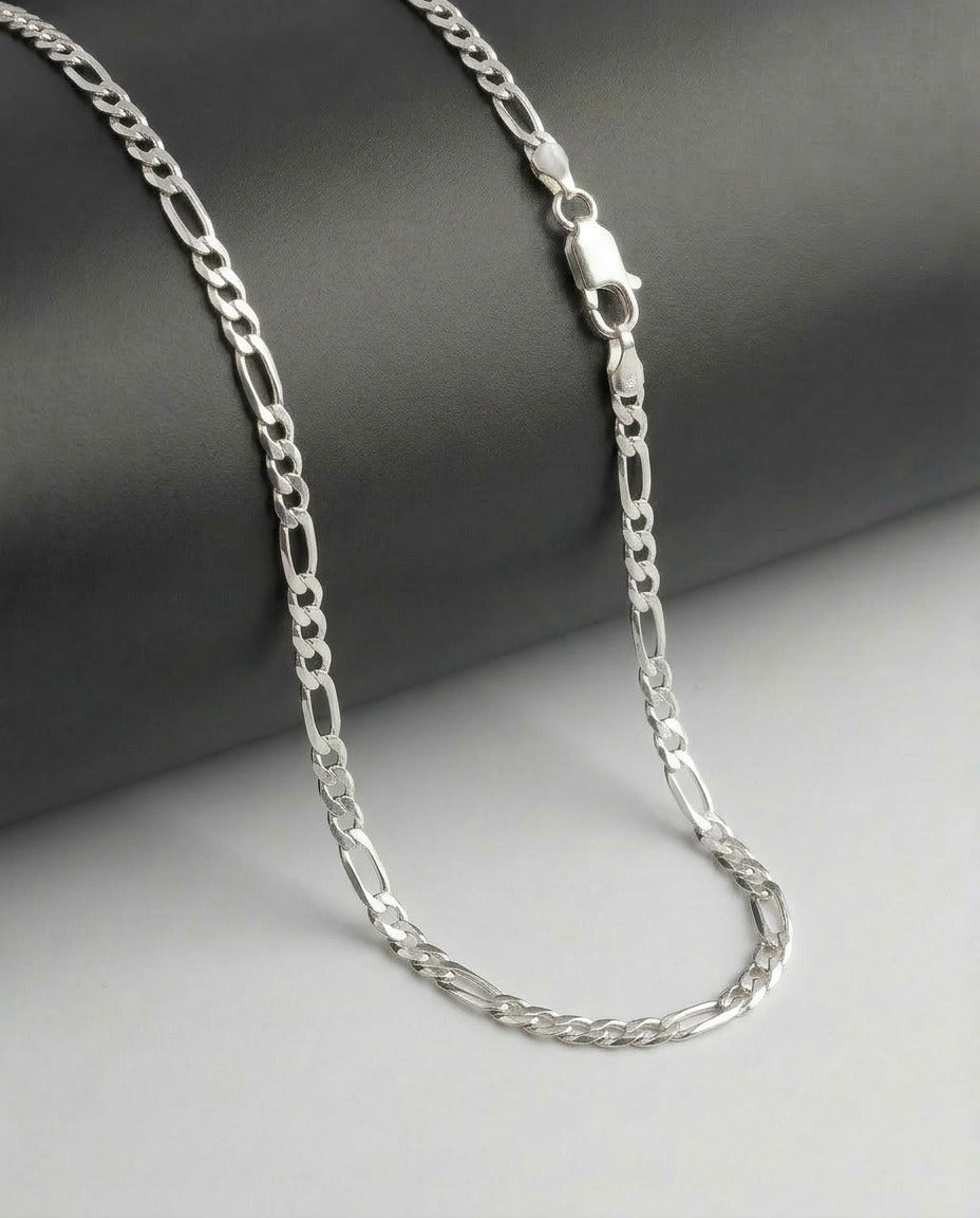 Classic Figaro Chain Necklace – 20 Inch Sterling Silver Chain for Men & Women