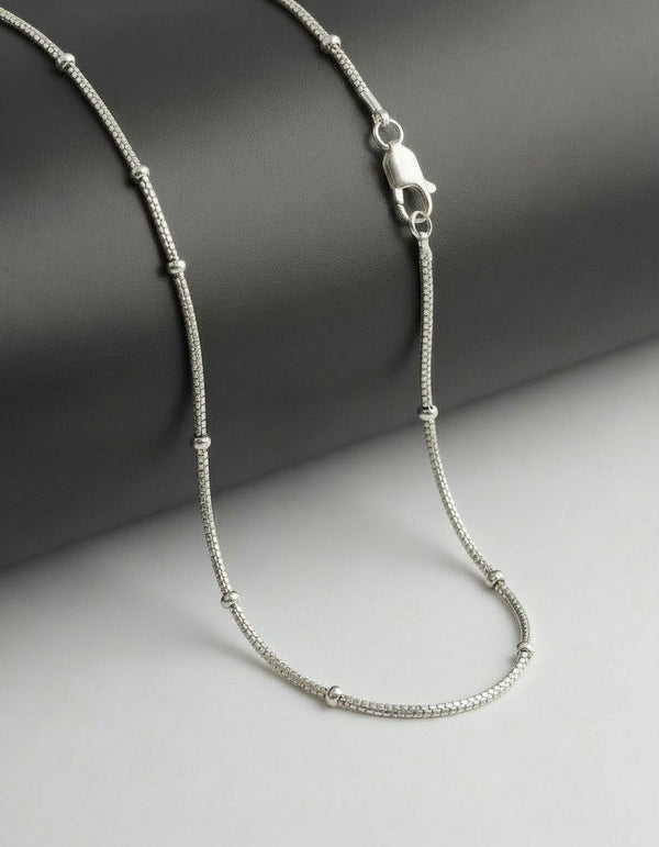 Sterling Silver Snake Clipping Chain Necklace – 20 Inch Smooth Snake Chain