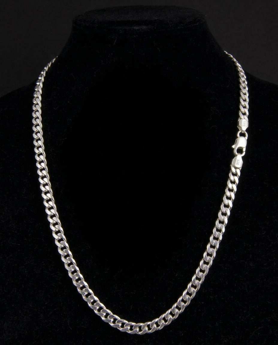 Sterling Silver Curb Chain Necklace – 22 Inch Solid Curb Link Chain