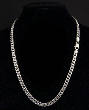 Sterling Silver Curb Chain Necklace – 22 Inch Solid Curb Link Chain