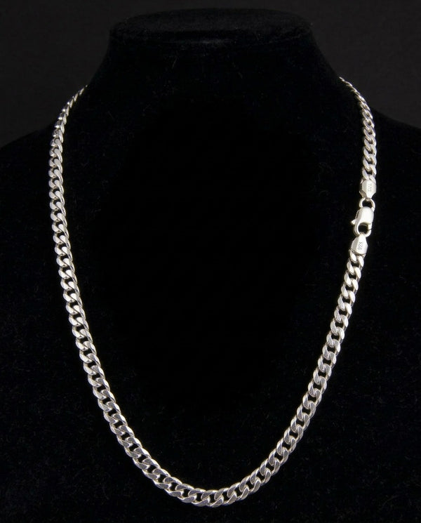 Sterling Silver Curb Chain Necklace – 22 Inch Solid Curb Link Chain