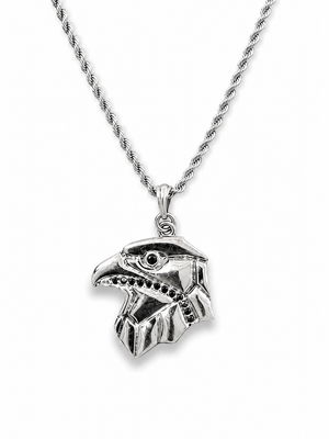 Stealth Falcon Pendant with CZ Stone (Black Stone)