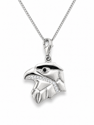Stealth Falcon Pendant with CZ Stone (White Stone)