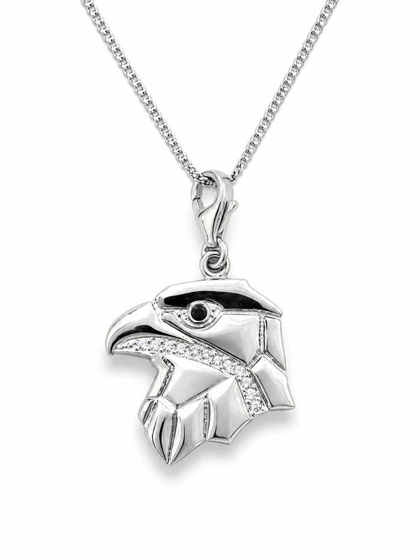 Stealth Falcon Pendant with CZ Stone (White Stone)