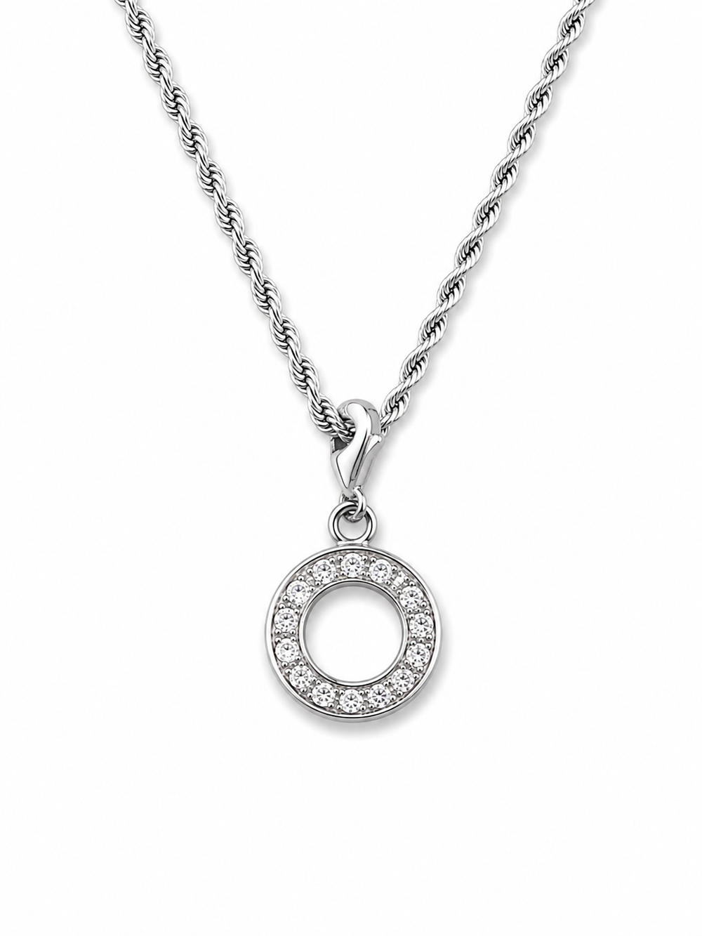 Unity Ring Pendant Minimalist Halo Circle with CZ Stone