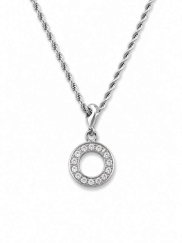 Unity Ring Pendant Minimalist Halo Circle with CZ Stone
