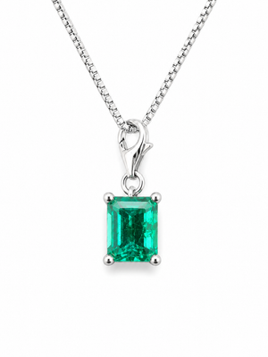 Linear Emerald Radiant Green Rectangle Stone Pendant
