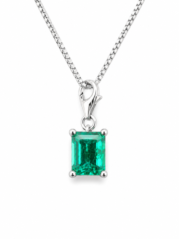 Linear Emerald Radiant Green Rectangle Stone Pendant