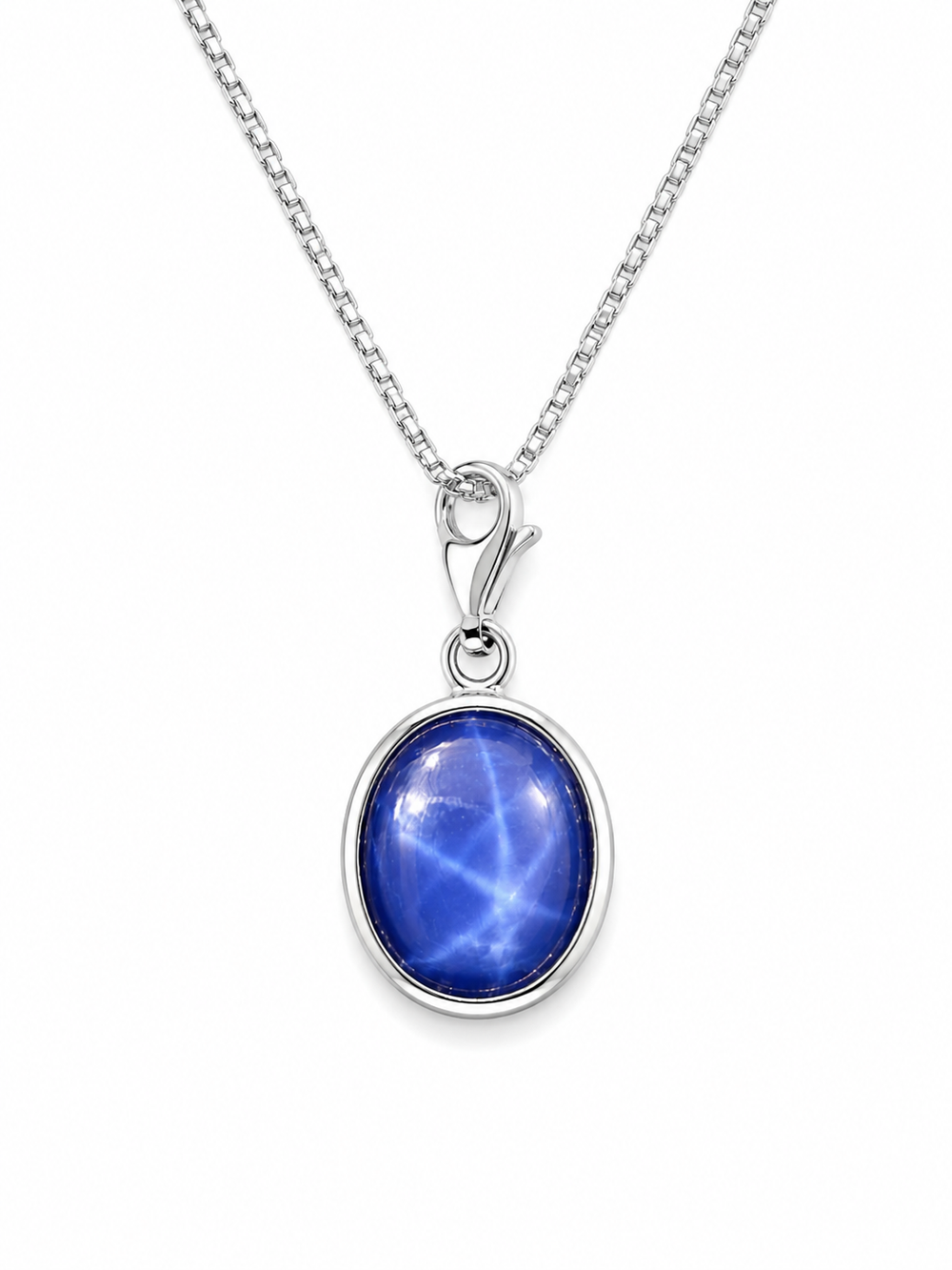Classic Asteria Pendant Blue Tiger Eye Stone Oval Pendant