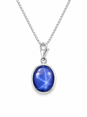 Classic Asteria Pendant Blue Tiger Eye Stone Oval Pendant