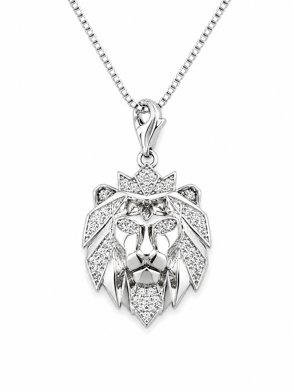 Monarch Lion Pendant with CZ Stone Pendant (White Stone)