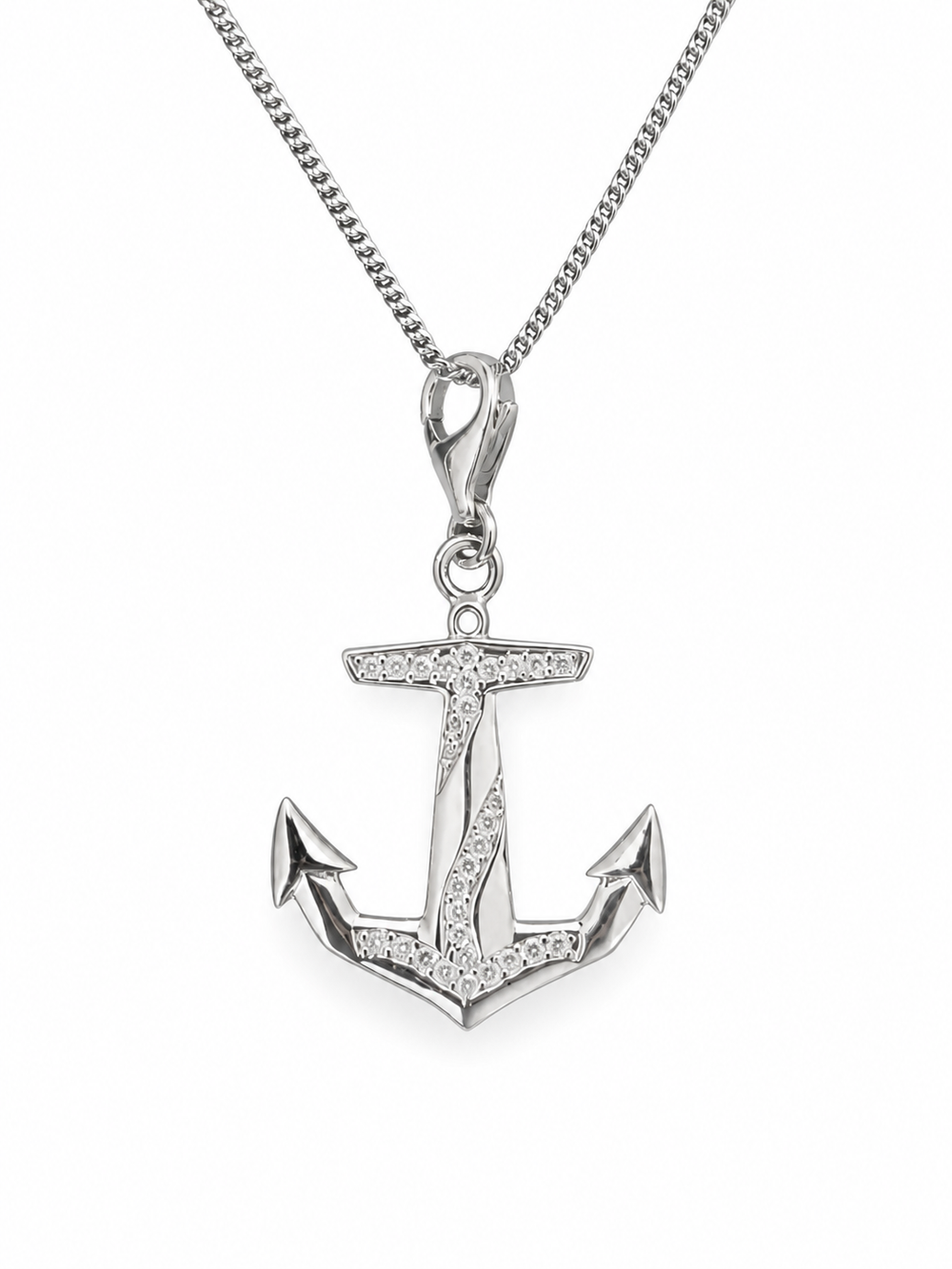 Meridian Anchor Pendant Necklace (White Stone)