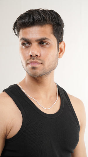 Diamond Cut Bar Chain Necklace – 22 Inch Sterling Silver Chain