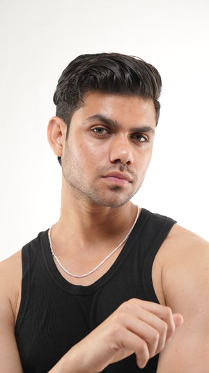 Diamond Cut Bar Chain Necklace – 22 Inch Sterling Silver Chain