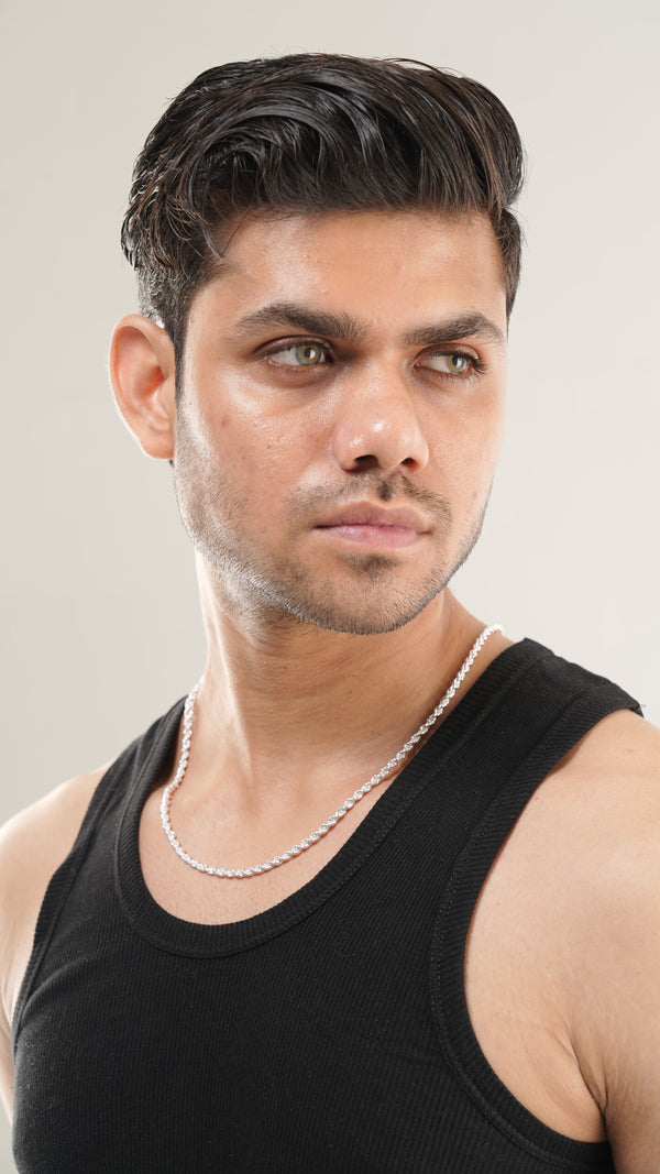 Sterling Silver Rope Chain Necklace – 22 Inch Heavy Rope Link Chain for Men & Women