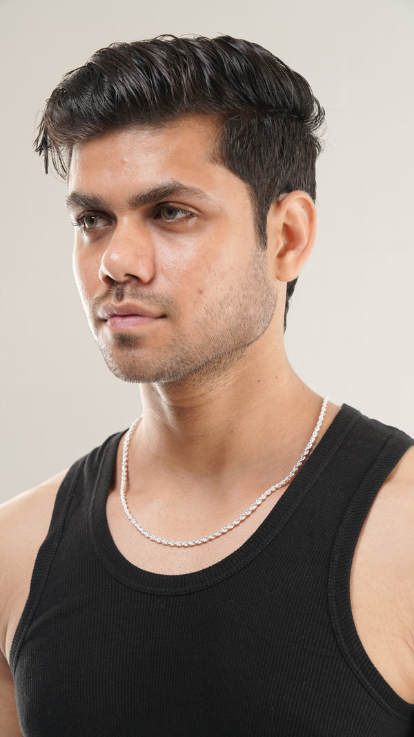 Sterling Silver Rope Chain Necklace – 22 Inch Heavy Rope Link Chain for Men & Women