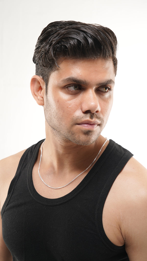 Sterling Silver Box Chain Necklace for Men & Women – 22 Inch Classic Square Link Chain