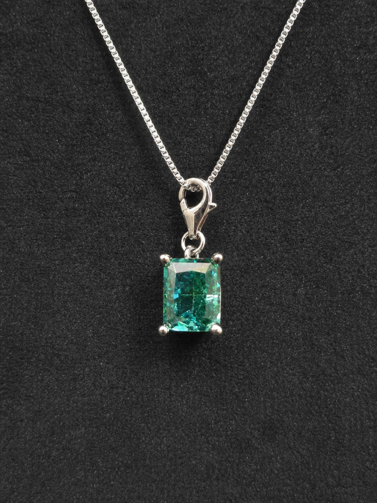 Linear Emerald Pendant – Radiant Green Rectangle Stone Pendant for Men & Women