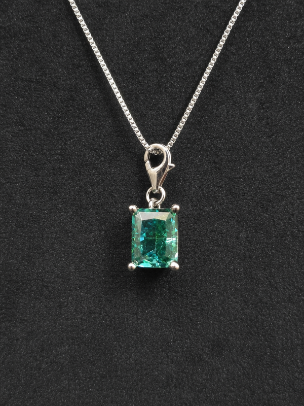 Linear Emerald Pendant – Radiant Green Rectangle Stone Pendant for Men & Women