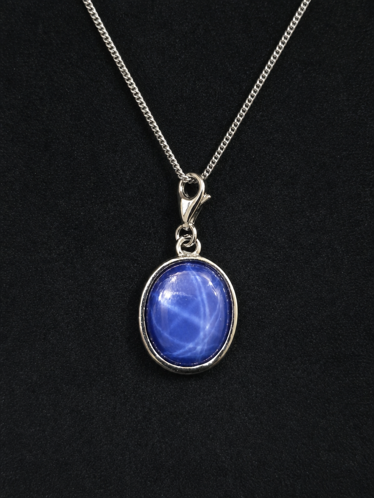 Classic Asteria Pendant – Blue Tiger Eye Stone Oval Pendant for Men & Women