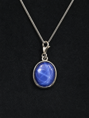 Classic Asteria Pendant – Blue Tiger Eye Stone Oval Pendant for Men & Women