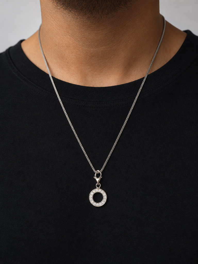 Unity Ring Pendant – Minimalist Halo Circle CZ Stone Pendant for Men & Women