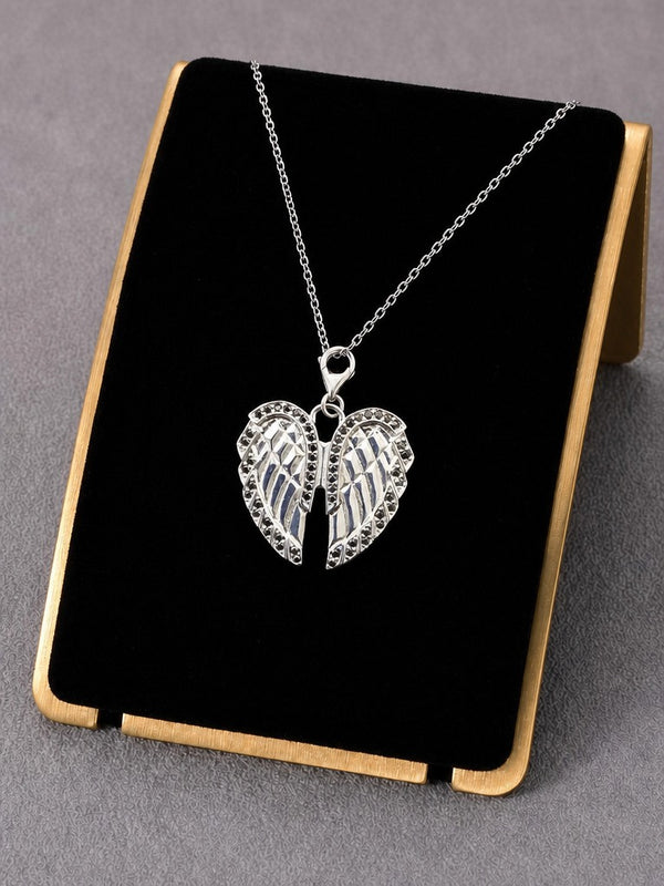 Elysian Wings Pendant – Premium Diamond-Cut Angel Wings Pendant for Men & Women (Black Down)
