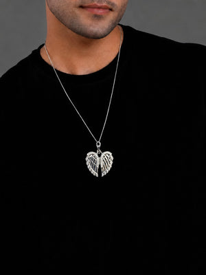 Elysian Wings Pendant – Premium Diamond-Cut Angel Wings Pendant for Men & Women (White Down)
