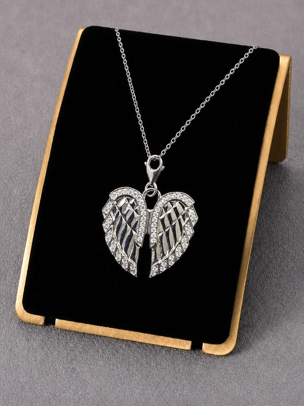 Elysian Wings Pendant – Premium Diamond-Cut Angel Wings Pendant for Men & Women (White Down)