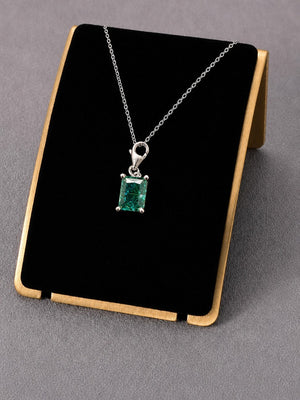 Linear Emerald Pendant – Radiant Green Rectangle Stone Pendant for Men & Women