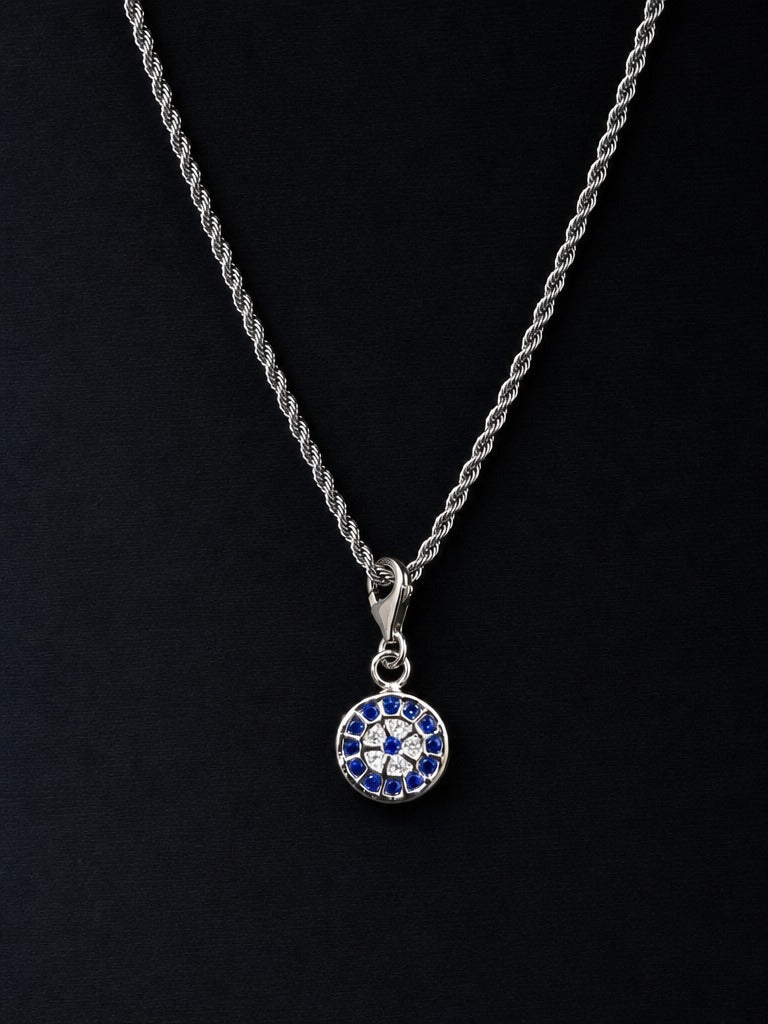 Celestial Watcher Pendant – Evil Eye Mandala CZ Stone Pendant for Men & Women