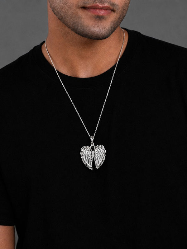Elysian Wings Pendant – Premium Diamond-Cut Angel Wings Pendant for Men & Women (Black Down)