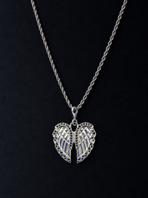 Elysian Wings Pendant – Premium Diamond-Cut Angel Wings Pendant for Men & Women (Black Down)